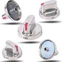 5 Pcs Gas Range Stove Burner Knobs Dial Knob Replaces DG64-00472B DG64-00347B For NX58F5500SS NX583G0VBSR NX58F5300SS NX58F5500SS/AA NX583G0VBSR/AA NX58F5300SS/AA NX583G0VBSR/AC Samsung Gas Range Oven