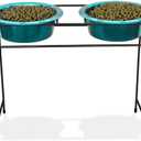 Platinum Pets Modern Double Diner Feeder with Stainless Steel Dog Bowls, X-Large, Caribbean Teal