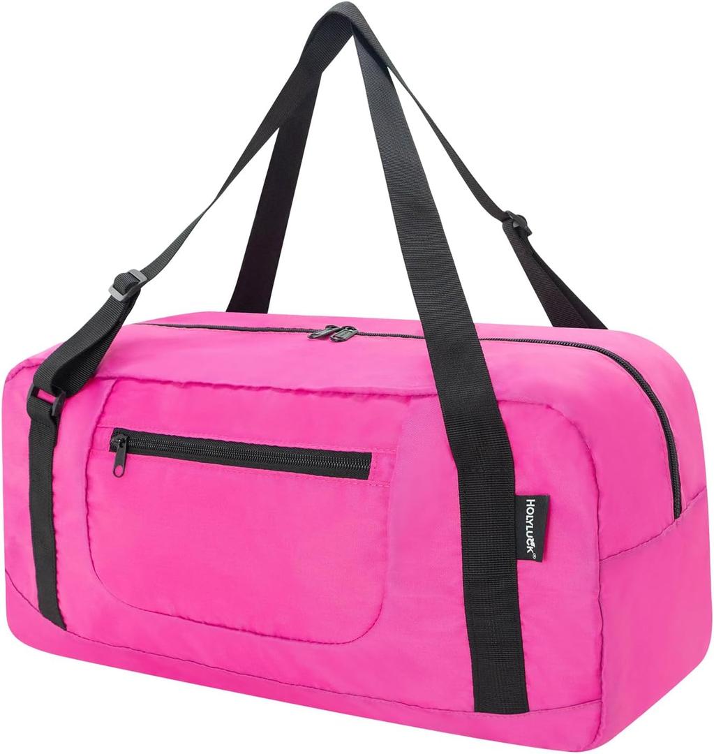 HOLYLUCK Foldable Travel Duffel Bag For Women & Men Luggage Great for Gym - Fuchsia (30L)