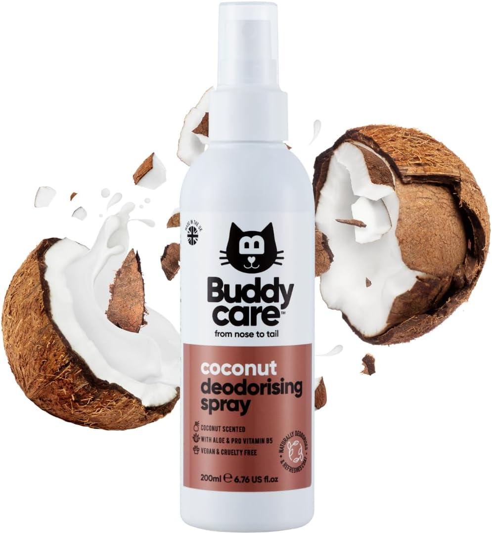 Buddycare Cat Deodorising Spray - Deodorising Spray for Cats - with Aloe Vera and Pro Vitamin B5 (Coconut, 200ml)