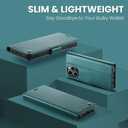 AUPAI for iPhone 14 Pro Wallet Case with Credit Card Holder, PU Leather RFID Blocking Folio Flip Kickstand Magnetic Clasp Protective Phone Cover for Women Men 6.1 Inch Cyan