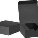 Ueznea Small Black Gift Boxes 5x5x2 (50 Pack) Kraft Paper Gift Wrap Boxes for Presents, Christmas Ornaments, Bridal Shower, Birthday, Wedding Party Favors, Craft, Treat, Candy Boxes
