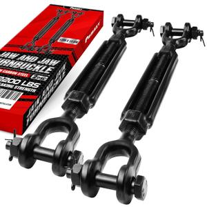 [Premium] 2 Pack 1/2x13.4 Heavy Duty Jaw and Jaw Turnbuckle, 2200 lbs Working Load Limit, Weather Resistant, Durable Black Turnbuckle for Wire Rope Tension, Shade Sail Hardware, Sun Shade Tent