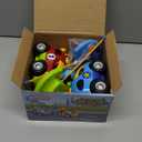 Prextex 2 Pack Cartoon Remote Control Cars for Toddlers - Police Car and Race Car with Steering Wheel Controllers and Lights - Different Frequencies So Both Can Race Together - Toddler Gift 18+ Months