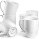 Jassceram Coffee Mugs Set of 6, 18 Ounce Ceramic Coffee Cups with Big Handle for Latte, Hot Tea, Cappuccino, Cocoa and Mocha - Dishwasher & Microwave Safe, White