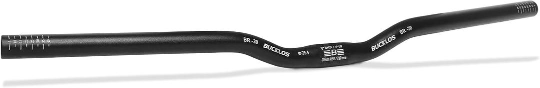 BUCKLOS 25.4mm Mountain Bike Handlebars 720mm - 20mm Rise MTB Handlebar