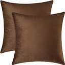 Mixhug Decorative Throw Pillow Covers, Velvet Cushion Covers, Solid Throw Pillow Cases for Couch and Bed, Brown, 24 x 24 Inches, Set of 2