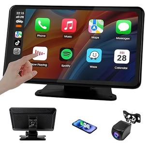 Haudio 7" Portable Car Radio with Wireless Apple CarPlay & Android Auto, Suitable for Almost All Vehicle Types Such as Pickup Trucks, Sedans,Backup Camera|GPS Navigation|Car Accessories