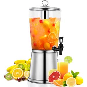 2 Gallons Beverage Dispenser With Stand, Drink Dispensers for Parties, Stainless Steel Juice Dispensers with Ice Tube and Spigot, Punch Dispenser For Parties