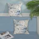 Blue Pillow Covers 18x18 Inch Set of 2 Vintage Blue and Grey Floral Throw Pillows Modern Abstract Boho Flower Decorative Pillow Cases Outdoor Linen Farmhouse Cushion Cover for Couch Sofa Decor