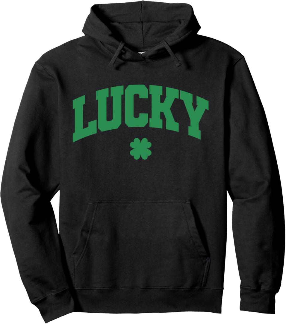 Lucky, Shamrock Men Women Kids Irish St. Patrick's Day Pullover Hoodie, 2XL