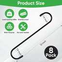 HiGift 8 Pack 12 Inch Long S Hooks for Hanging Plants, Large Plant Hooks for Hanging Baskets Heavy Duty, Black Extender Hooks for Kitchenware, Pergola, Closet, Flower Basket, Bird Feeder, Wind Chimes