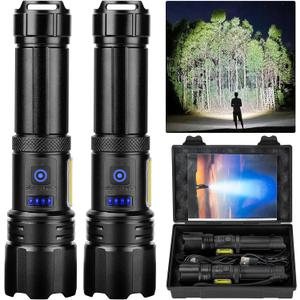 Flashlight LED Rechargeable Flashlights High Lumens, 99,000 LM Super Bright Powerful Flashlight, High Powered Flash Lights Waterproof Handheld Flashlights for Home Camping Hiking(2 Pack)