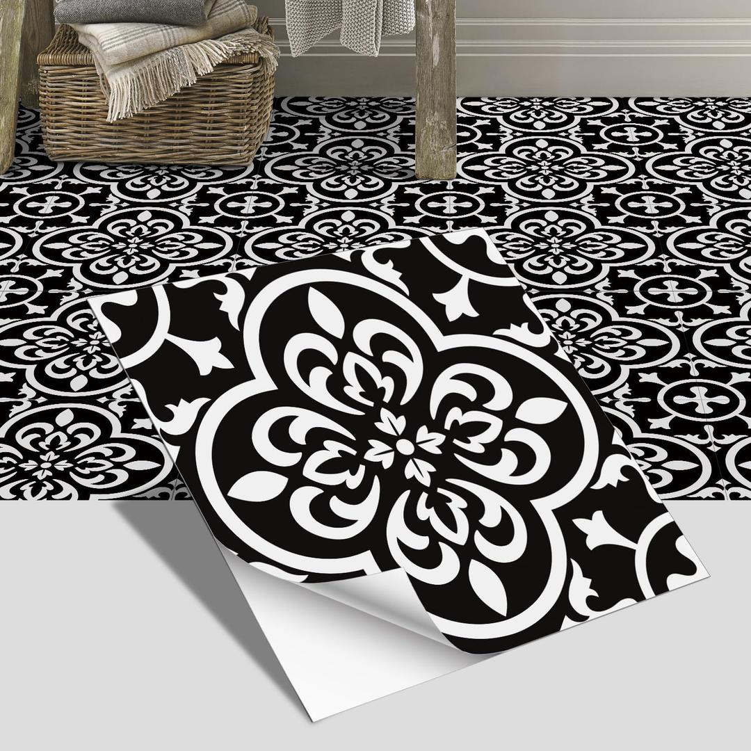 VICCI 24pcs Floor Tile Stickers Peel and Stick Kitchen Backsplash Wall Tile Decals 7.87"*7.87" Subway Decals PVC SelfAdhesive for Floor Bedroom Bathroom Laundry Home Fireplace Decor,Black & White VICCI 24pcs Floor Tile Stickers Peel and Stick Kitchen Backsplash Wall Tile Decals 7.87"*7.87" Subway Decals PVC SelfAdhesive for Floor Bedroom Bathroom Laundry Home Fireplace Decor,Black & White