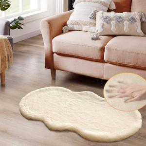 Light Brown Beige Plush Faux Rabbit Shaggy Fur Area Rugs for Living Room Washable Fuzzy Rug Runner Small 2x4 Nursery Rug
