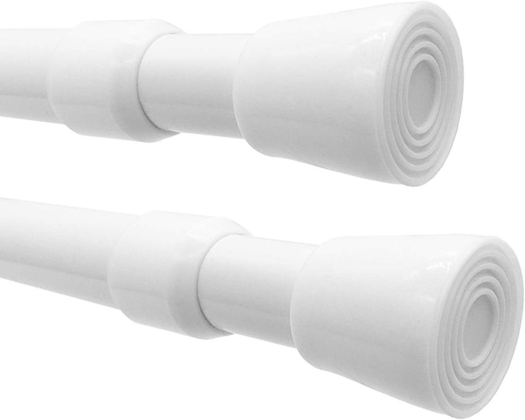 Shower Curtain Rods Pack of 2, 41-75 Inches Rust-Resistance Adjustable Spring Tension Rod for Bathroom or Doorways, White