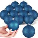 Leitee 16 Pcs 3.15 Inch Christmas Ball Ornaments Large Glitter Christmas Balls Decorations Shatterproof Xmas Tree Ornaments with Hanging Loop for Holiday Festival Party Wreath Home Decor(Navy Blue)
