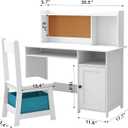 TaoHFE Kids Desk and Chair Set, Kids Desk Chair with Storage and Shelf, Wooden Kids Table and Chairs for Bedroom and Study, Craft Table with Storage Gifts for Boys, Girls to Study, White