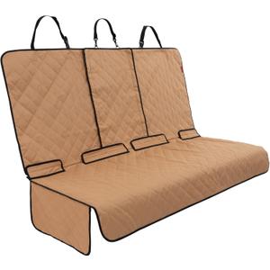 Lusso Gear Dog Car Seat Cover for Back Seat - Tan, Universal Fit - Waterproof & Non-Slip Oxford Fabric Cover - Protector for SUV & Truck - Pet Travel Accessory