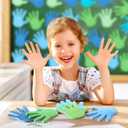 MotiMind 1000 Pcs Earth Day Bulletin Board Decorations Blue Green Hand Shaped Sticky Notes Bulk One World Together Classroom Decorations for Student School Classroom Publicity Events, 20 Sets
