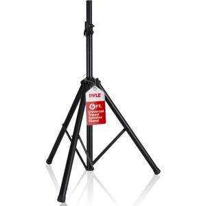 Pyle Universal Speaker Stand Mount Holder Heavy Duty Tripod w/ Adjustable Height from 40 to 71 and 35mm Compatible Insert Easy Mobility Safety Pin and Knob Tension Locking for Stability, Black (0.6 x 0.6 x 3.8)