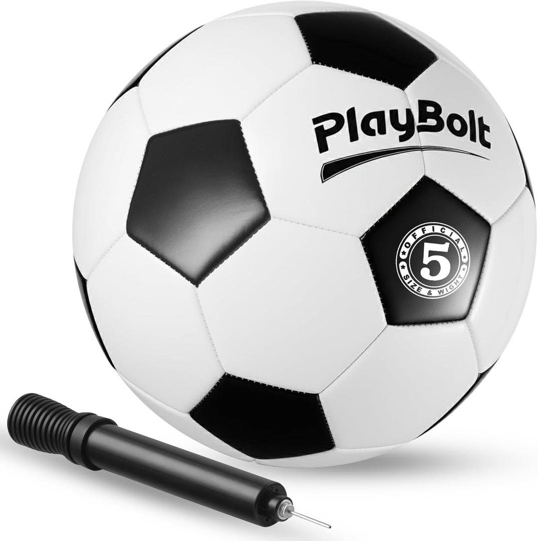 Soccer Ball Size 2/3/4 or 5 - Premium PVC Leather Cover - Youth Soccer Balls with Pump - Sports Training, Practice, Match & Game Ball for Kids, Toddlers, Teens & Adults (Pack of 1 or 4)