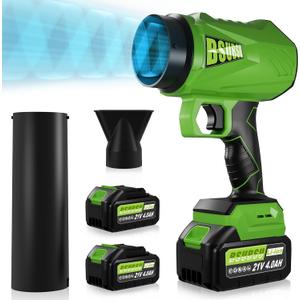 Leaf Blower Cordless, Lightweight Electric 980000RPM Handheld Blower for Lawn Care, Patio and Car Cleaning, Stepless Speed Regulation, Including 2 * 4.0Ah Batteries & Charger & Extended Nozzle