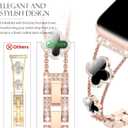 Bling Diamond Band Compatible with Apple Watch Bands for Women 42mm 44mm 45mm 46mm Series 11 10 9 8 7 6 5 4 SE 3 2 1, Sparkle Metal Bracelet Wristband, Cute Lucky Clover Dressy iWatch Band,Rose Gold/Black