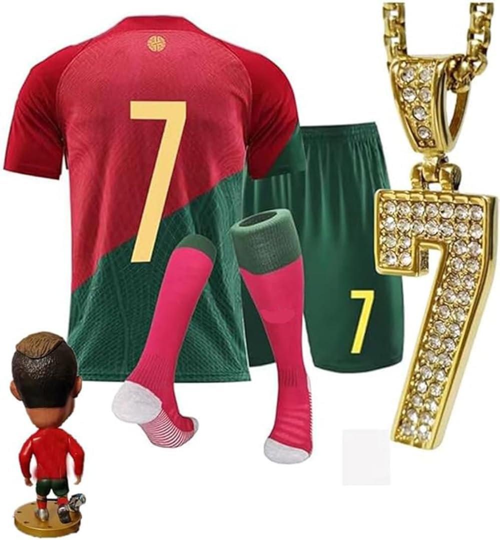 Soccer Jersey Kids,Soccer Jerseys for Boys,Kids Youth Jersey Shirt Socks Soccer Shirt G_ift Kit Set (7-8 Years, Red)