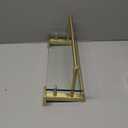 Bathroom Glass Shelf Brushed Gold Finish with Towel Rack, SUS304 Stainless Steel, 16-inch Tempered Glass Shelves for Wall