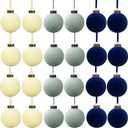 24 Pcs Velvet Christmas Balls Bulk Shatterproof Plastic Christmas Tree Decorations for Decorative Hanging Baubles (24, BeigeHaze BlueNavy Blue, 2.36Inch)