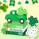 8 Pcs St Patricks Day Decorations, St. Patrick's Day Tiered Tray Decor-Wooden Truck Book Stack Shamrocks Table Sign Irish Lucky Mantel Centerpiece Happy Saint Patricks Day Decorations for Home Office