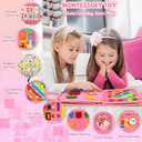 Busy Board for Toddlers 1-3 Sensory Busy Book for 1+ Year Old Boys Girls Montessori Learning Activity Books Birthday Christmas Toddler Gift (Pink)