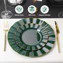 Chambury Casa Plates Dark Green Plastic Plates, Wavy Plates with Gold Rim Heavy Duty Disposable Party Plates, Fancy Dinner & Dessert Plates for Party and Wedding, 5 Packs