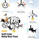 Spiral Car Seat Baby Toys 0-6 Months, Infant Carseat High Contrast Sensory Toys Hanging Stroller Accessories, Newborn Shower Gifts for Baby Boys Essentials Stuff, Cute Black and White Cow