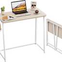 WOHOMO Folding Desk, Small Foldable Desk 31.5" for Small Spaces, Space Saving Computer Table Writing Workstation for Home Office, Easy Assembly, Oak (Beige)