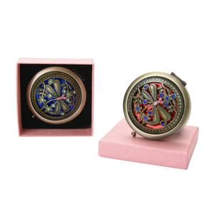 Vintage Mirror Compact Travel Makeup Mirror Cosmetic Pocket Mirror Mini Round Double-sided Folding Cosmetic Makeup Purse Mirror for Travel Mini Round Double-Sided Folding Compact Mirror