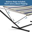 SUNCREAT Double Hammock, Extra Large Quilted Fabric Swing with Hardwood Spreader Bars & Detachable Pillow, Heavy Duty, Perfect for Indoor/Outdoor Patio, Deck, Yard, Blue&Aqua