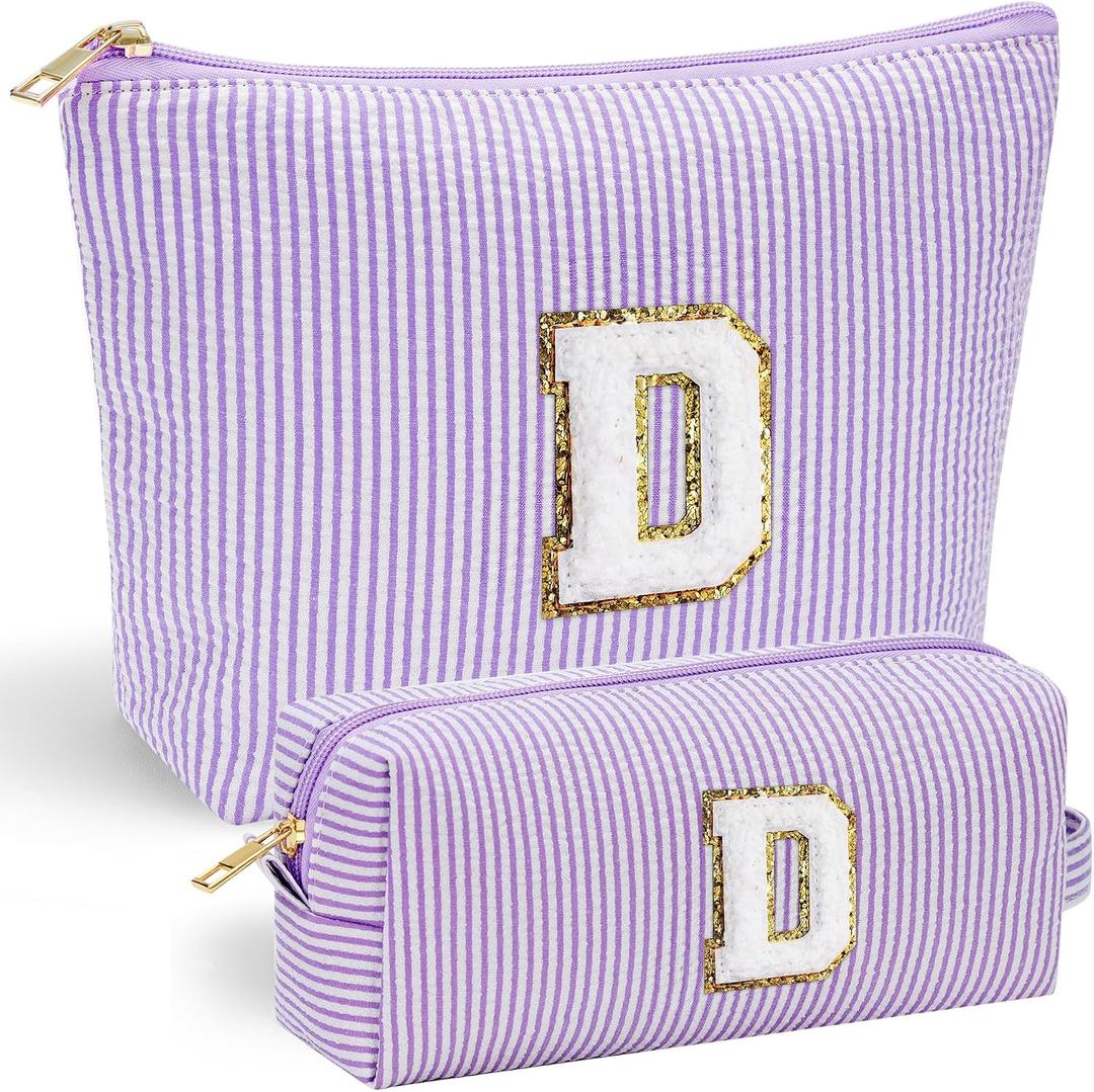 YOOLIFE Travel Makeup Bag Organizer - Small, Initial, Teen Girl Gift for Travel or Birthday 