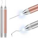 Therwen 2 Pcs LED Weeding Tools for Vinyl with Light Pin Hook Lighted Weeding Pen for Removing Iron on Tiny Vinyl Paper Silhouette Cutting Machines Supply(Rose Gold, Silver)
