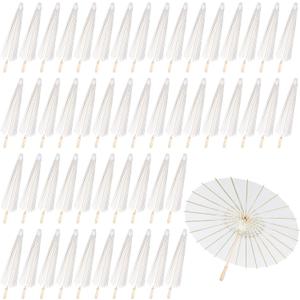 Aodaer 50 Pack 33 Inches Paper Umbrellas for Wedding Chinese Japanese Parasol Paper Decorative Oiled Umbrella DIY Painting Crafts for Bridal Party Decor Photography Props, White