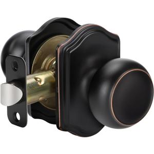 Goldenwarm Oil Rubbed Bronze Closet Door Knobs Interior No Lock, Passage Door Knobs Hallway, Bronze Door Knob Without Lock 1 Pack