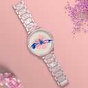 Mosonio Compatible with Samsung Galaxy Watch FE 2024 40mm/Galaxy Watch 5 Band 40mm 44mm/ Galaxy Watch 4 Band 40mm 44mm with Protective Cover Case, 20mm Bling Metal Galaxy Watch Band for Women (Silver, Black, Rose Pink, Rose Gold, Colorful, Starlight)