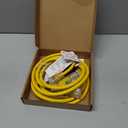 12FT 12 Gauge Heavy Duty Outdoor Extension Cord Waterproof with 3 Outlets Splitter & Lighted End, SJTW 15A 1875W 3 Prong Weatherproof Electric Cable Multi-Plug 3 way Power Cord, ETL Listed for Outside, Yellow