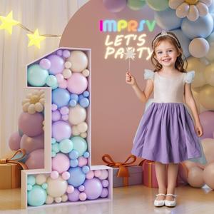 imprsv 3FT Mosaic Numbers for Balloons, Balloon Mosaic Number Frame, Marquee Number 1, One Balloon for First Birthday, DIY Assembly Required Large Cardboard Numbers, First Anniversary Decor