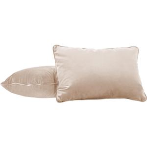 Factory Direct Partners Beige 16" x 24" Rectangle Lumbar Microfiber Pillow with Piping, 2-Pack, 16x24, 2 Count