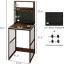 KirKical Mini Fridge Stand with Storage, Coffee Bar Table Kitchen Storage Microwave Shelf Bakers Rack Dorm Cabinet with Mini Fridge Space, Vintage Wood, 23 Inches X 41 Inches X 22 Inches