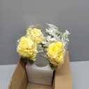 LESING Artificial Flowers with Vase for Table Centerpieces,Fake Silk Gardenia Flower in Vase Decoration for Home Office Party (Champagne)