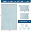 BEDELITE Travel Blanket with Bag, Ultra-Soft Jacquard Fleece Blanket with Luggage Sleeve & Backpack Clip, Airplane Blanket Travel Essentials, Blue