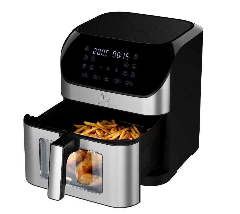 Kitchen Elite 8 QT Digital Air Fryer, Stainless Steel With Window